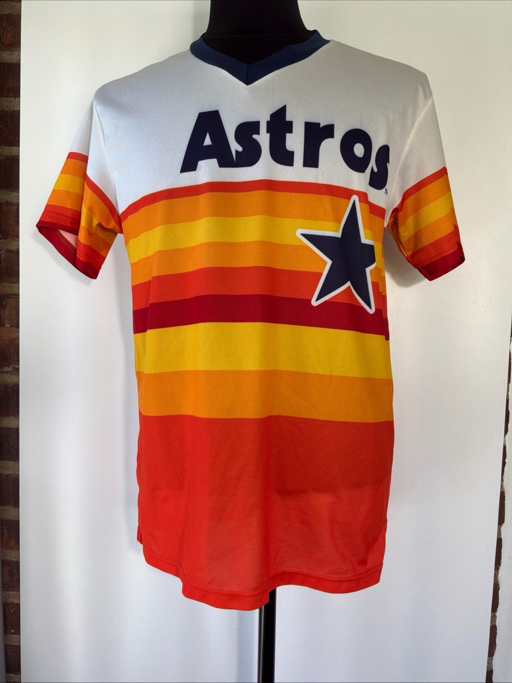 Astros Retro Stripe Men's Jersey in White & Orange